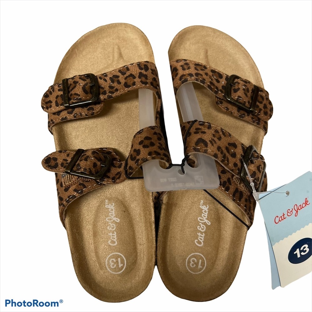 Cat & Jack Girl’s Double Buckle Leopard Print Sandals